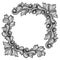 Baroque ornamental antique silver element on white