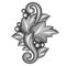 Baroque ornamental antique silver element on white