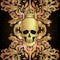 Baroque ornamental frame. Damask style pattern with skull. Vintage ornate design for wallpaper, wrapper