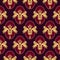 Baroque pattern with gold sconce pendants on magenta background. Seamless vector print.