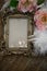 Baroque photo frame with pearls and roses