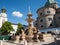 Baroque Residence fountain on Residentplatz in Salzburg.