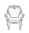 Baroque rich armchair furniture. Handmade ornamented decor. Vector illustration