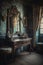 Baroque room with antique furniture, ai artwork