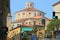 Baroque round church in summer sunshine in Rijeka city Croatia