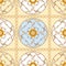 Baroque seamless check pattern with chains and ribbons. Vector luxury patch for print, fabric, scarf