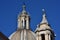 Baroque spires and roof lantern in Rome