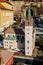 Baroque St. Stephens Cathedral with the tower, Railway model Male Litomerice, Miniature city with landmark and toy railroad with