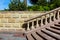 Baroque staircase with marble steps and stone balustrades.