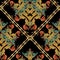 Baroque striped floral embroidery seamless pattern.