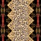 Baroque striped pattern with golden chains and belts. Seamless patch for scarfs, print, fabric