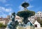Baroque style bronze fountain on Rossio square. Lisbon. Portugal