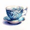 Baroque Watercolor Painting Of Retro Tea Cup