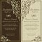 Baroque wedding invitation, brown
