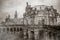 Baroque Zwinger palace with fog in the old town of Dresden, Germany