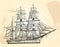 Barque hand drawing engraving style,Vintage barque isolate