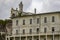 Barracks and lighthouse of the federal prison of Alcatraz Island of the United States of America in the bay of San Francisco