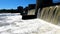 Barrage with clear clean water on the Danube at high water in Bavaria