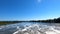 Barrage with clear clean water on the Danube at high water in Bavaria