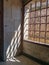 Barred window of a medieval building in Porto