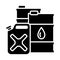 Barrel and canister with fuels. Symbol of oil barrel with drop. Oil stocks. Gallon fuel