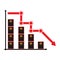 Barrel chart showing the fall in oil prices. Vector illustration.