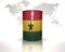 barrel with ghanaian flag on the world map