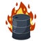 Barrel of oil. Burning fossil fuels