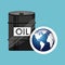 Barrel oil concept globe world