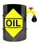 A barrel of oil with a crane