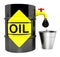 A barrel of oil with a crane