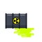 Barrel of radioactive waste. Radiation and green liquid. Dangerous object