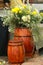 barrel for romantic indoor decoration with fresh flowers