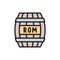 Barrel of rum, alcohol, drink container, wooden keg flat color line icon.