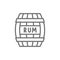 Barrel of rum, alcohol, drink container, wooden keg line icon.