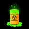 Barrel with spilled liquid. Radioactive green slime