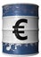 Barrel with a symbol of euro