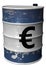 Barrel with a symbol of euro rotated