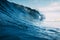 Barrel wave for surfing in ocean. Breaking transparent wave