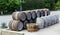 Barrels standing in a row