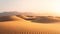 A barren desert landscape with scorching heat and rolling sand dunes