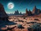 A Barren Landscape With Moon, AI Generative