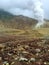 Barren landscape of Mount Papandayan and its burning sulfur crater, Java Indonesia