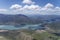 Barren slopes on Benmore lake, from west,  New Zealand