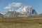 Barren slopes and Corno Grande peak, from near S.Egidio, Abruzzo, Italy