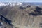 Barren slopes of Poolnoon Burn river valley, from west,  New Zealand