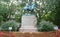 Barricaded statue of Confederate General Stonewall Jackson in Charlottesville, Virginia, USA