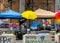 Barricades and tents next to the East Precinct in Seattle June 2020