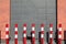 Barrier barrier on the walkway Red barrier, white on the sidewalk