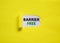 Barrier free symbol. Words `Barrier free` appearing behind yellow paper. Beautiful yellow background. Business, diversity,